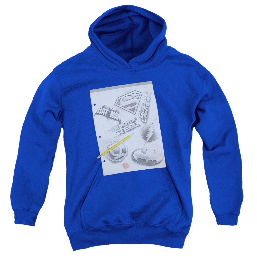 Justice League Logo Note Paper - Youth Hoodie Youth Hoodie (Ages 8-12) Justice League