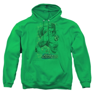 Kelly green pullover hoodie with Green Lantern Pencil Energy graphic