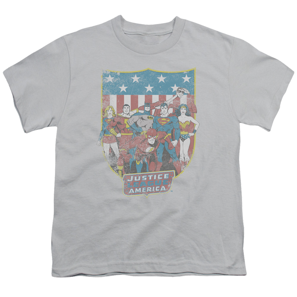 Justice League Jla American Shield - Youth T-Shirt Youth T-Shirt (Ages 8-12) Justice League