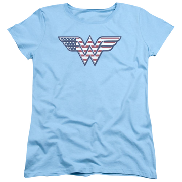 Light blue women's t-shirt with Wonder Woman DC Comics Red,white & Blue graphic