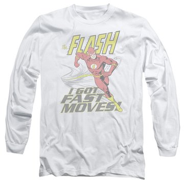 White men's long sleeve t-shirt with The Flash Fast Moves graphic