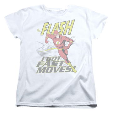 White women's t-shirt with The Flash Fast Moves graphic