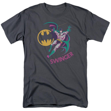 Charcoal men's regular fit t-shirt with Batman DC Comics Swinger graphic