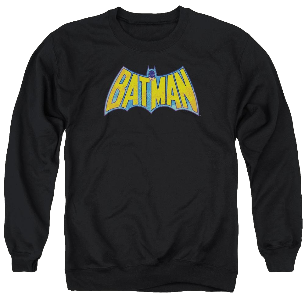 DC Comics Batman Neon Distress Logo - Men's Crewneck Sweatshirt Men's Crewneck Sweatshirt Batman