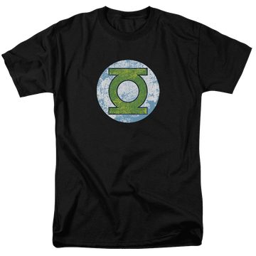 Black men's regular fit t-shirt with Green Lantern DC Comics Gl Neon Distress Logo graphic