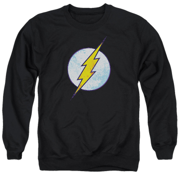 Black men's crewneck sweatshirt with Flash Neon Distress Logo graphic