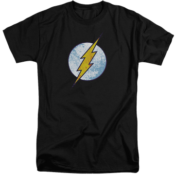 Black men's tall fit t-shirt with Flash Neon Distress Logo graphic