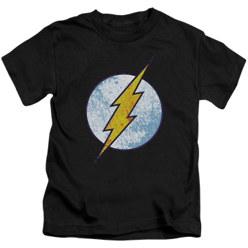 Black kid's t-shirt for ages 4 to 7 with Flash Neon Distress Logo graphic