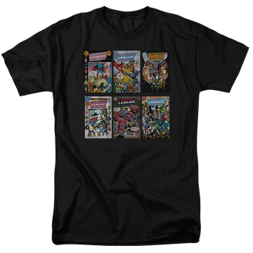Black men's regular fit t-shirt with Justice League DC Comics Dco Covers graphic
