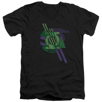 Black men's v-neck t-shirt with Green Lantern DC Comics Lantern Shapes graphic