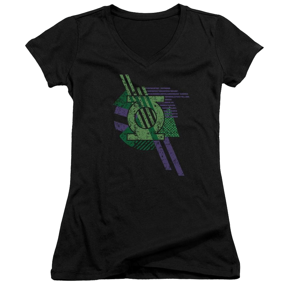 DC Comics Lantern Shapes - Juniors V-Neck T-Shirt Juniors V-Neck T-Shirt Green Lantern
