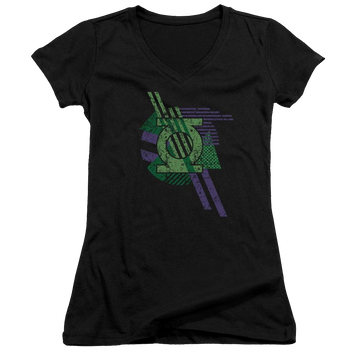 DC Comics Lantern Shapes - Juniors V-Neck T-Shirt Juniors V-Neck T-Shirt Green Lantern