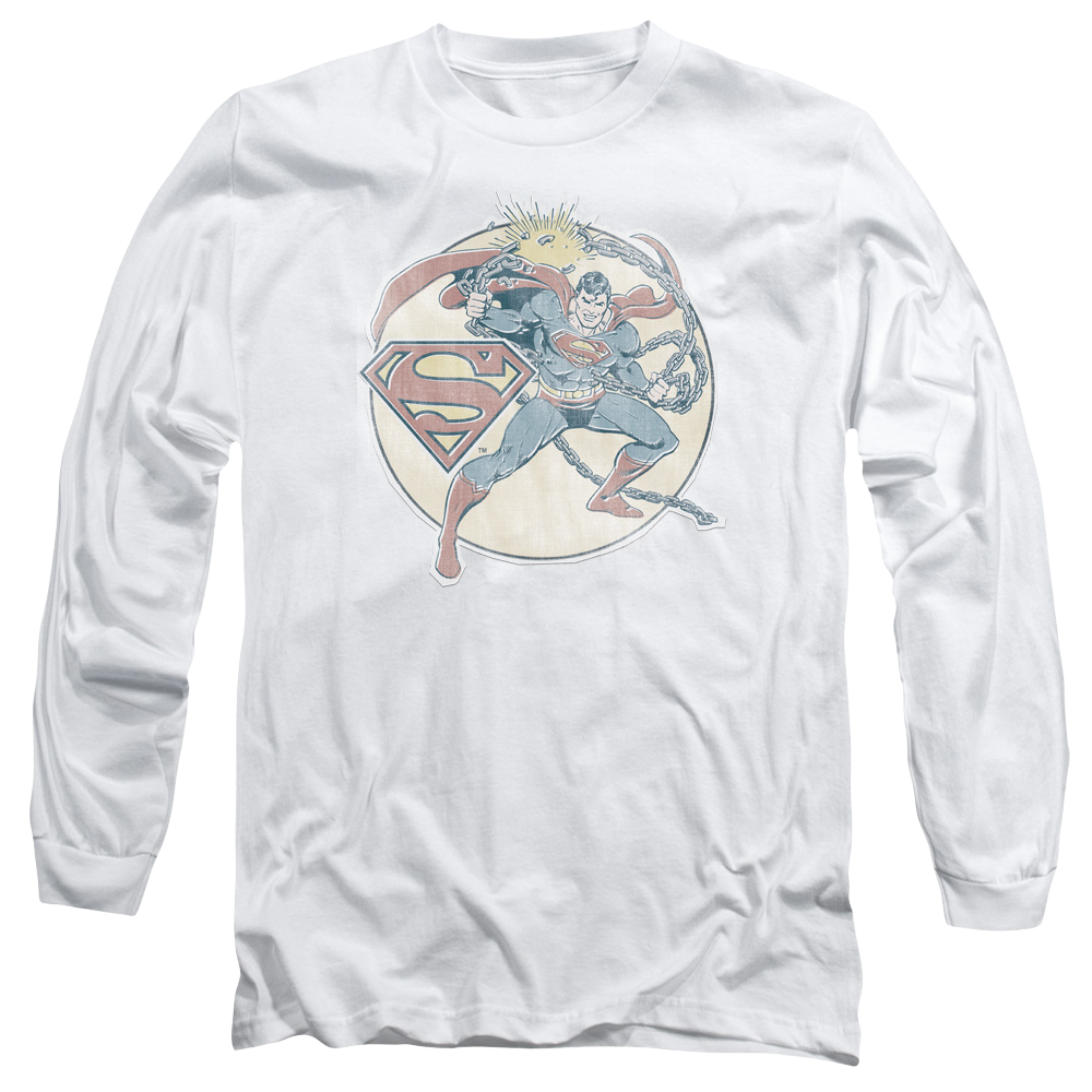 DC Comics Retro Superman Iron On - Men's Long Sleeve T-Shirt Men's Long Sleeve T-Shirt Superman