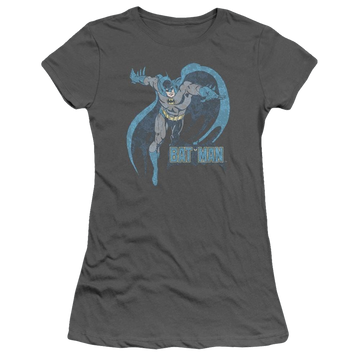 Charcoal juniors t-shirt with DC Comics Desaturated Batman graphic