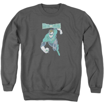 Charcoal men's crewneck sweatshirt with DC Comics Desaturated Green Lantern graphic