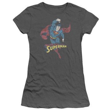 Charcoal juniors t-shirt with DC Comics Desaturated Superman graphic