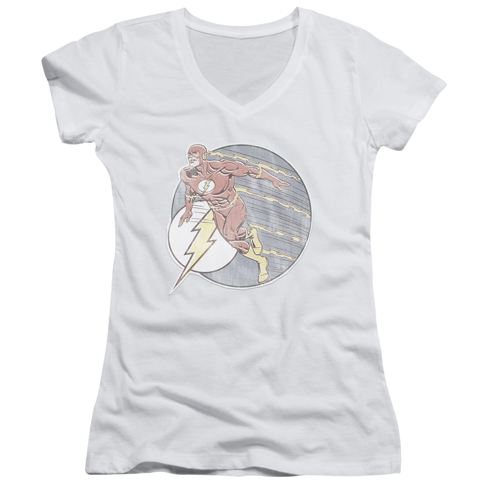 Flash, The Retro Flash Iron On - Juniors V-Neck T-Shirt Juniors V-Neck T-Shirt The Flash