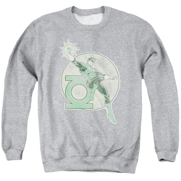 Athletic heather men's crewneck sweatshirt with Green Lantern DC Comics Retro Lantern Iron On graphic