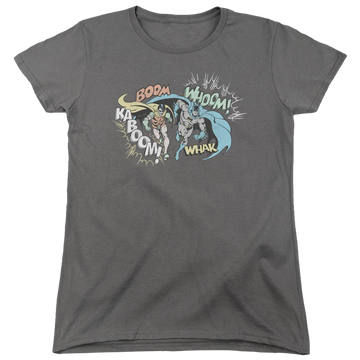 Charcoal women's t-shirt with Batman DC Comics Action Duo graphic