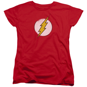 Red women's t-shirt with The Flash Rough Flash Logo graphic