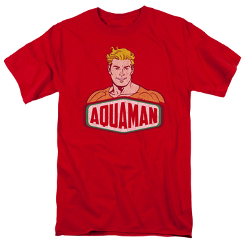 Red men's regular fit t-shirt with Aquaman Sign graphic