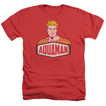 Red men's heather t-shirt with Aquaman Sign graphic