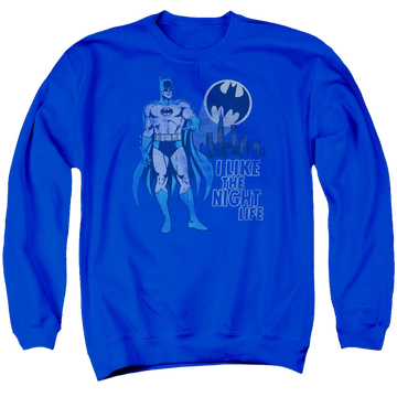 Royal men's crewneck sweatshirt with DC Comics Night Life graphic