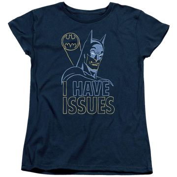 Navy women's t-shirt with Batman DC Comics Issues graphic