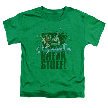Kelly green toddler t-shirt with Batman Robin Break Stuff graphic