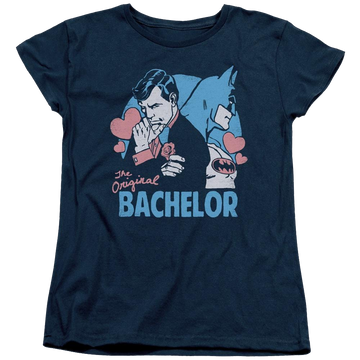 Navy women's t-shirt with Batman DC Comics Bachelor graphic