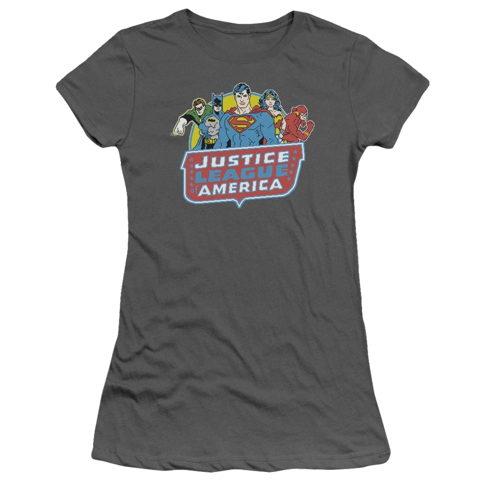 DC Comics 8 Bit League - Juniors T-Shirt Juniors T-Shirt Justice League