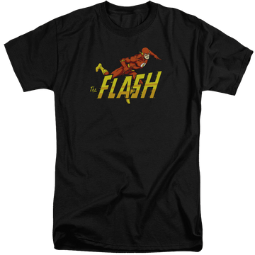 Black men's tall fit t-shirt with The Flash 8 Bit Flash graphic