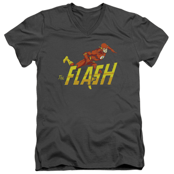 Black men's v-neck t-shirt with The Flash 8 Bit Flash graphic