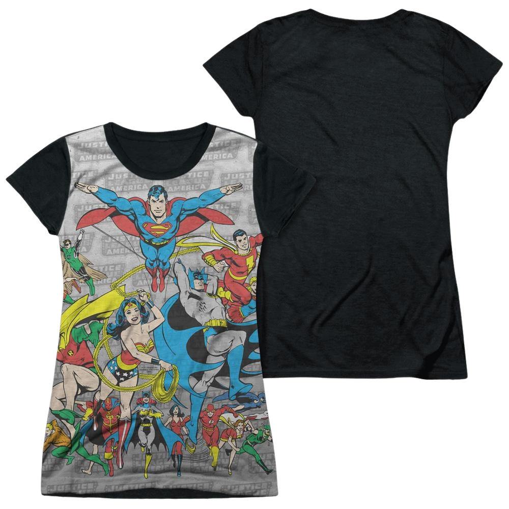 DC Comics Justice League Assemble - Juniors Black Back T-Shirt Juniors Black Back T-Shirt Justice League