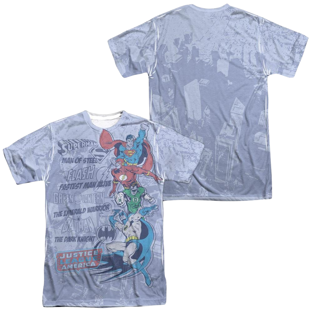 DC Comics Good Guys Men's All Over Print T-Shirt Men's All-Over Print T-Shirt Justice League