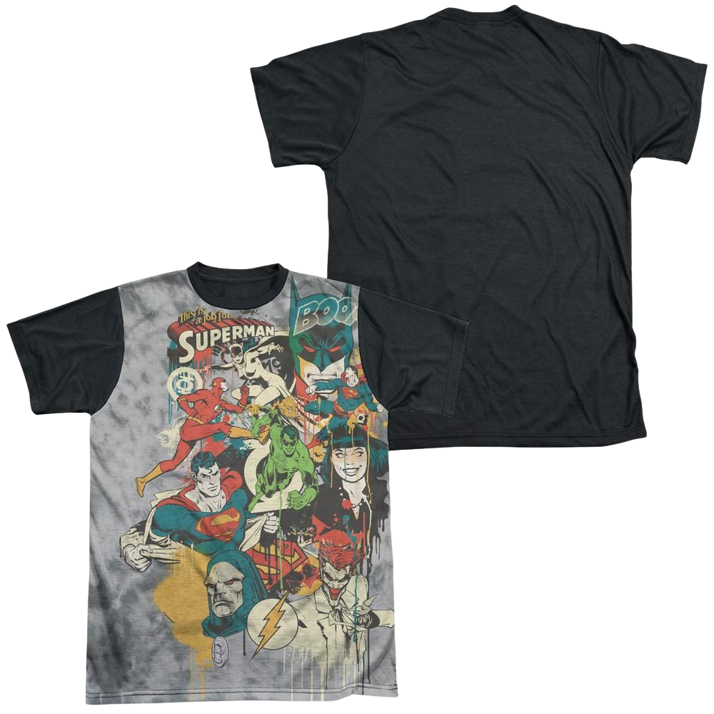 DC Comics Friends Or Foes - Men's Black Back T-Shirt Men's Black Back T-Shirt Justice League
