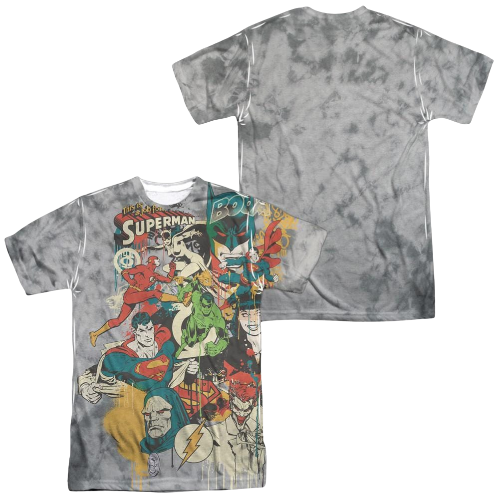 DC Comics Friends Or Foes Men's All Over Print T-Shirt Men's All-Over Print T-Shirt Justice League