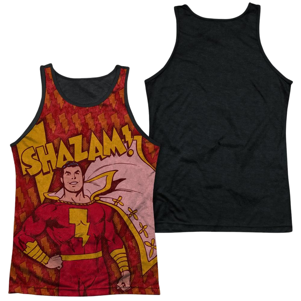 DC Comics Shazam Bolts Men's Black Back Tank Men's Black Back Tank Shazam