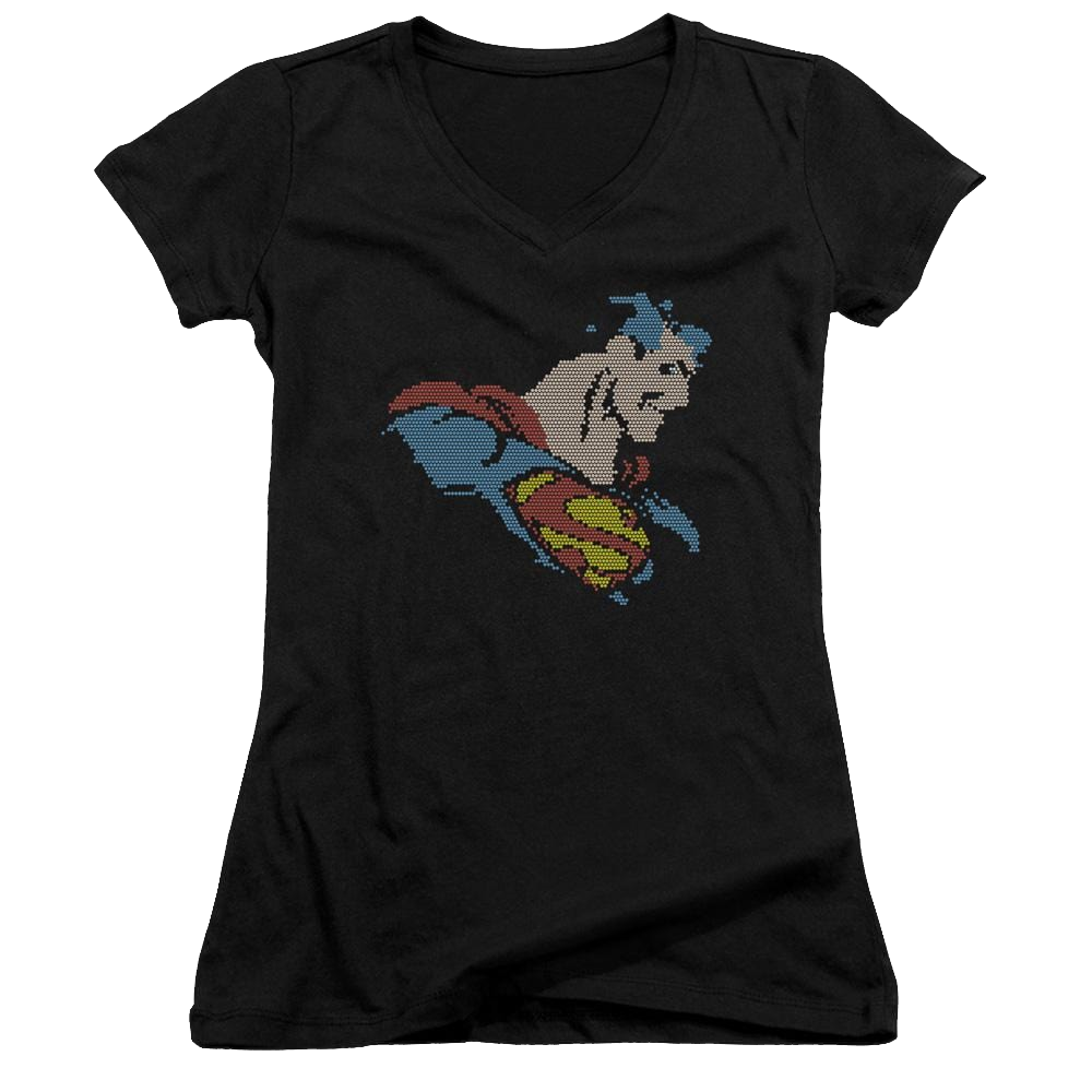 DC Comics Lite Brite Superman - Juniors V-Neck T-Shirt Juniors V-Neck T-Shirt Superman
