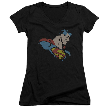 DC Comics Lite Brite Superman - Juniors V-Neck T-Shirt Juniors V-Neck T-Shirt Superman
