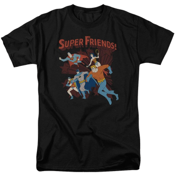 Black men's regular fit t-shirt with DC Comics Super Running graphic