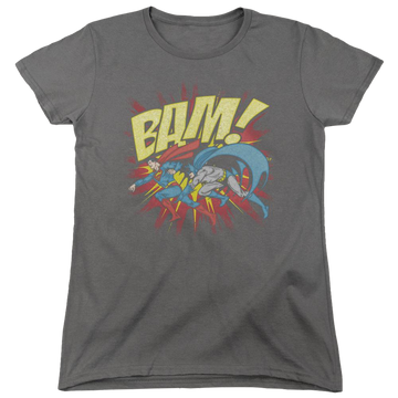 Charcoal women's t-shirt with Superman DC Comics Bam graphic