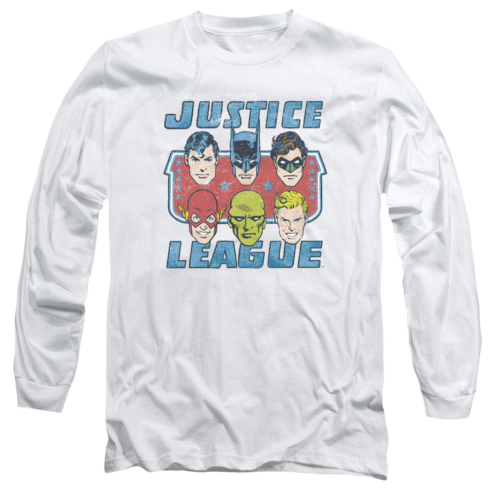 DC Comics Faces Of Justice - Men's Long Sleeve T-Shirt Men's Long Sleeve T-Shirt Justice League