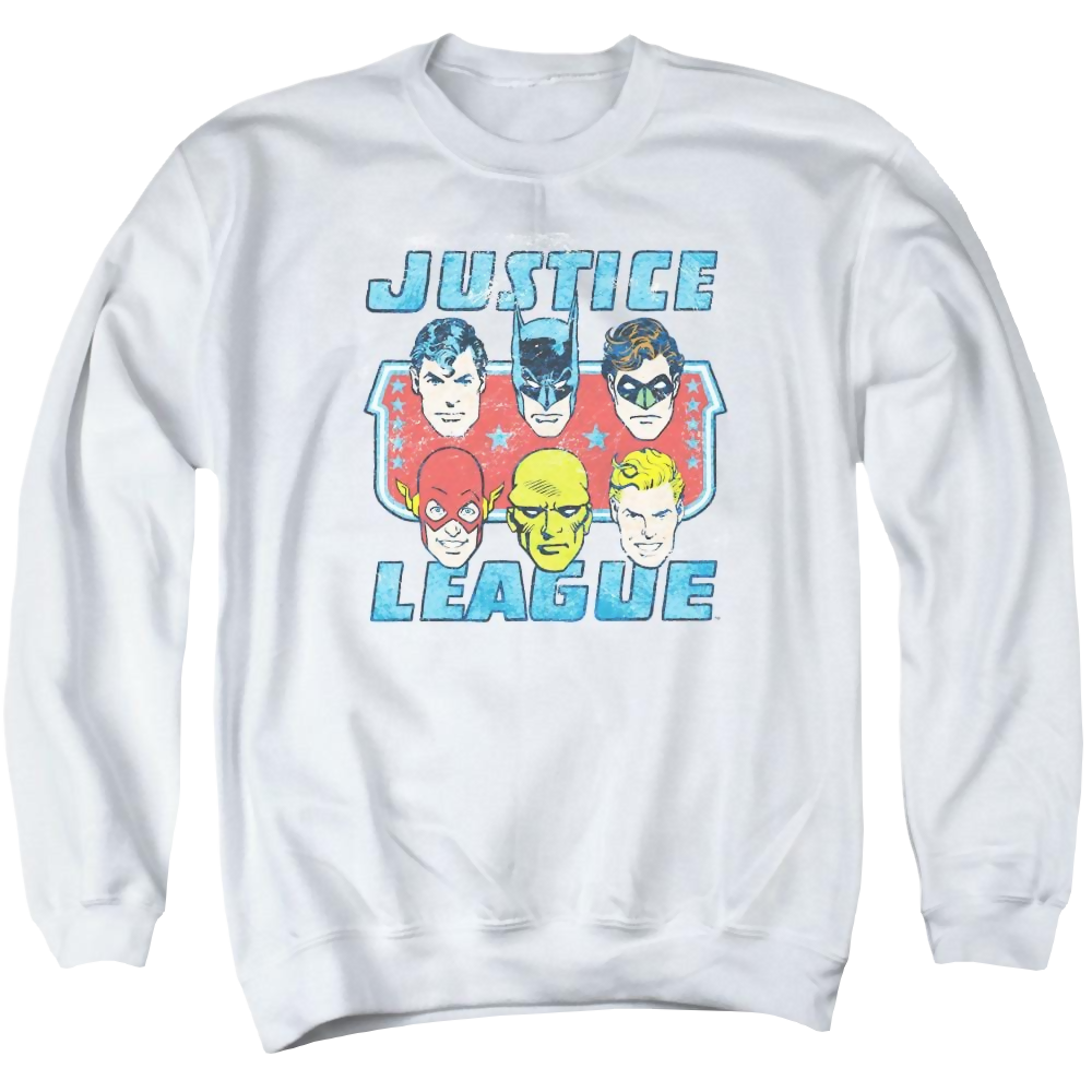 DC Comics Faces Of Justice - Men's Crewneck Sweatshirt Men's Crewneck Sweatshirt Justice League
