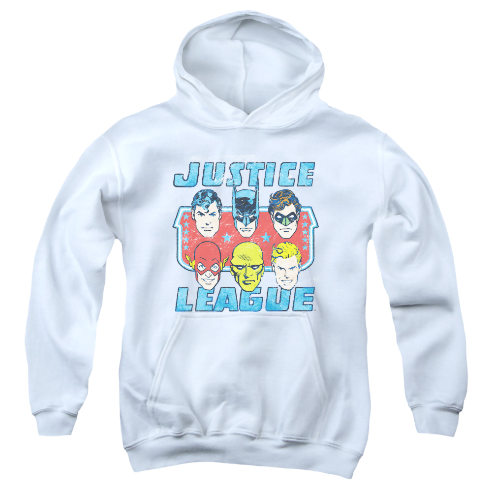 Justice League Faces Of Justice - Youth Hoodie Youth Hoodie (Ages 8-12) Justice League