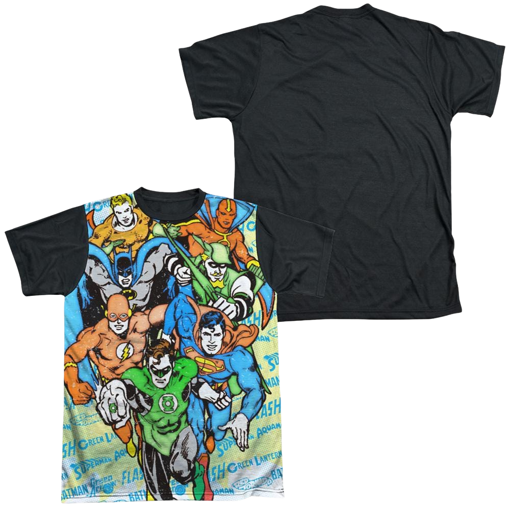 DC Comics Follow The Leader - Men's Black Back T-Shirt Men's Black Back T-Shirt Justice League