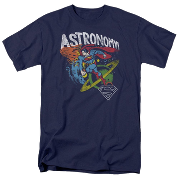 Navy men's regular fit t-shirt with Superman DC Comics Astronomy graphic