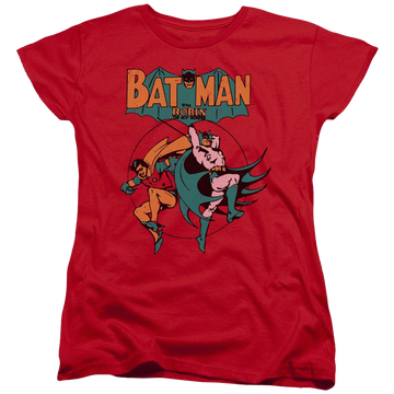 Red women's t-shirt with Batman DC Comics Starling Shock graphic