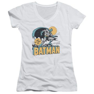 DC Comics Night Off - Juniors V-Neck T-Shirt Juniors V-Neck T-Shirt Batman
