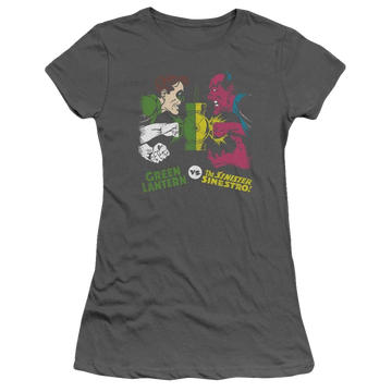 Charcoal juniors t-shirt with DC Comics Gl Vs Sinestro graphic